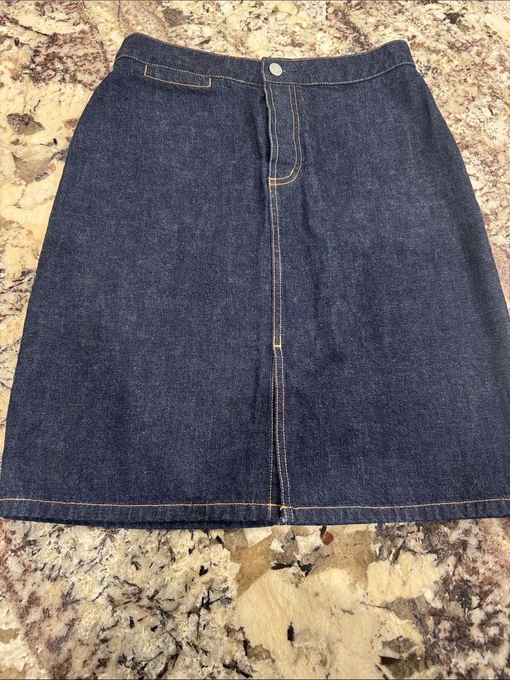 GAP Dark Blue Denim A-Line Skirt with Contrast Stitching